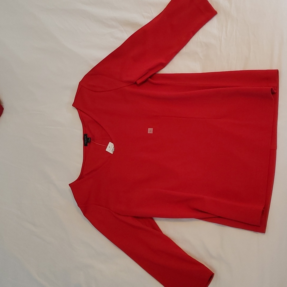 Ann Taylor heavyweight three-quarter sleeve v-neck blouse